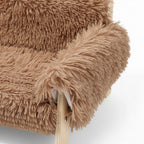 Canapé pour chat Esprit Chat en bois avec revêtement en fausse fourrure marron doux et confortable