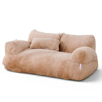 Canapé pour chat Esprit Chat en peluche beige douce avec dossier confortable et petit coussin assorti