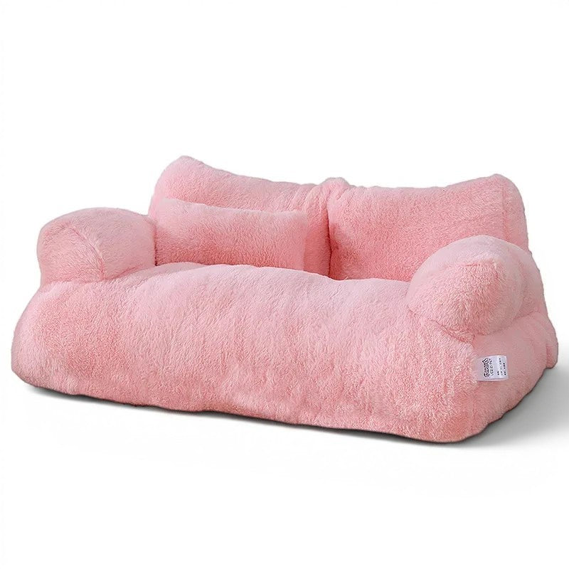 Canapé Esprit Chat rose en peluche douce pour chat avec coussin intégré et dossier confortable