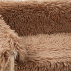Canapé pour chat Esprit Chat en peluche marron douce avec structure en bois surélevée pour un confort optimal