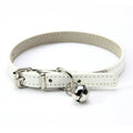 Collier pour chat Esprit Chat en cuir PU blanc avec boucle réglable et petite clochette argentée