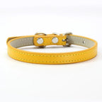 Collier pour chat Esprit Chat en cuir PU jaune avec coutures apparentes et boucle métallique réglable