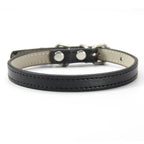 Collier pour chat Esprit Chat en cuir PU noir avec coutures apparentes et boucle réglable