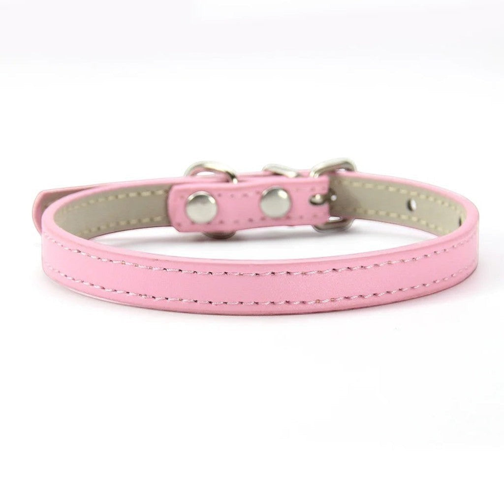 Collier pour chat Esprit Chat en cuir PU rose ajustable avec boucle métallique robuste