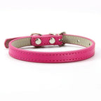 Collier pour chat Esprit Chat en cuir PU rose vif avec boucle réglable et coutures renforcées