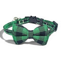 Collier pour chat Esprit Chat en coton vert à motif écossais avec nœud papillon et grelot décoratif