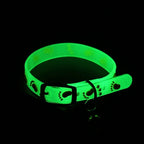 Collier pour chat Esprit Chat en silicone fluorescent vert avec motifs de pattes et petite clochette réfléchissante