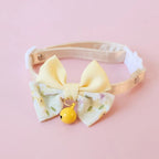 Collier pour chat Esprit Chat jaune avec nœud papillon à motifs et petite clochette, réglable en polyester