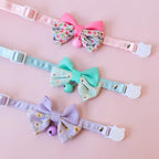 Colliers pour chat Esprit Chat ajustables en polyester avec nœud papillon floral et clochette, couleurs pastel