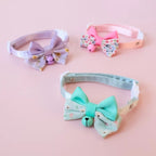 Colliers pour chat Esprit Chat ajustables en polyester avec nœud papillon floral et clochette, couleurs pastel assorties