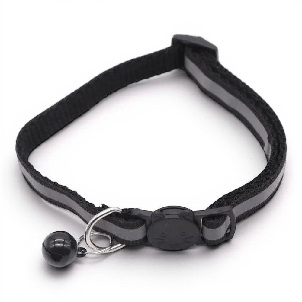 Collier pour chat Esprit Chat noir réfléchissant avec boucle de sécurité anti-étranglement et petite clochette