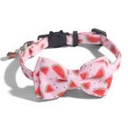 Collier pour chat Esprit Chat en polyester rose avec motif pastèque, nœud papillon et boucle de sécurité avec grelot