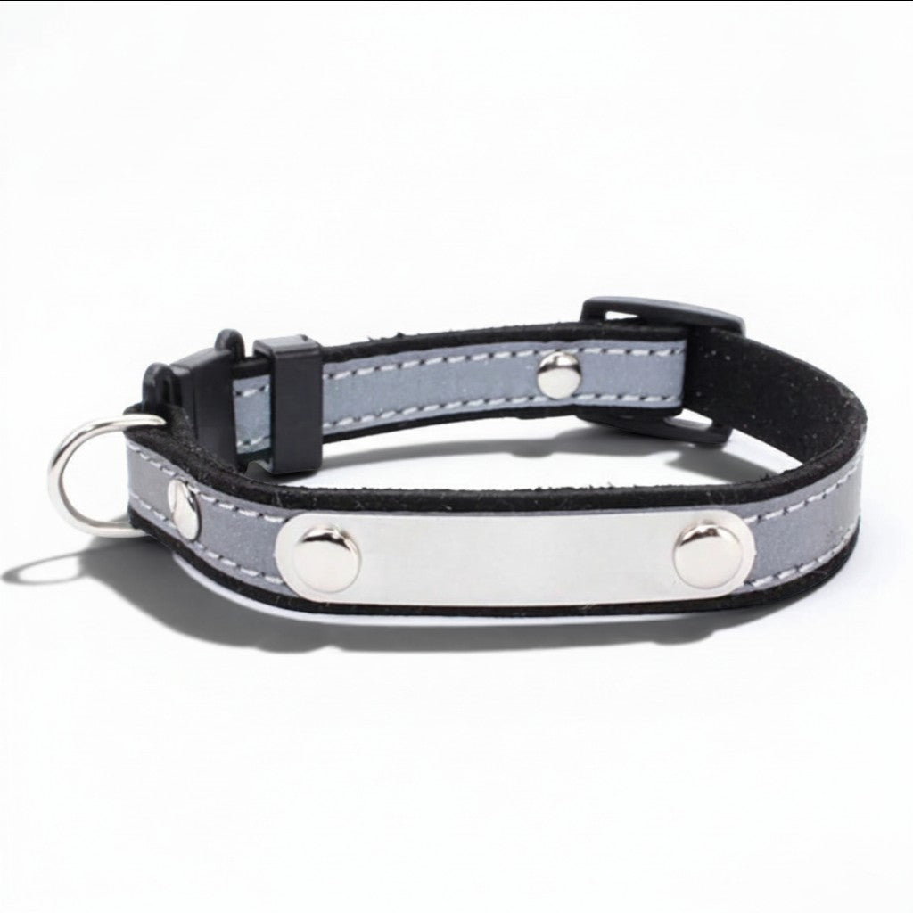 Collier pour chat Esprit Chat réfléchissant en velours noir avec plaque d'identification personnalisable en métal