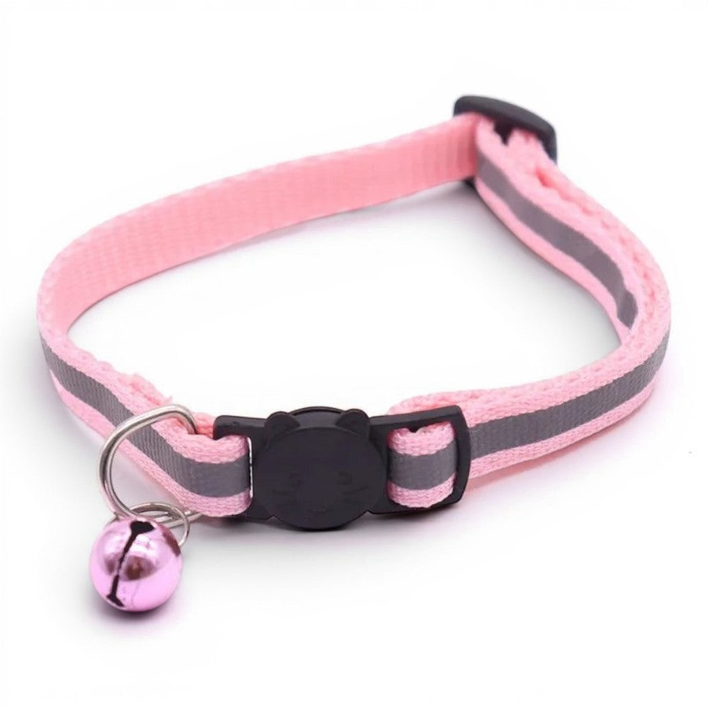 Collier Esprit Chat rose réfléchissant pour chat avec boucle de sécurité et petite clochette décorative