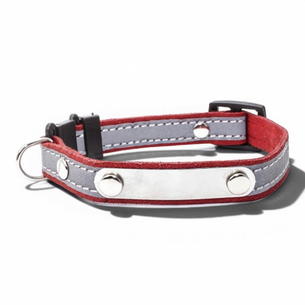 Collier Esprit Chat rouge en velours coréen avec plaque d'identification réfléchissante personnalisable pour chat