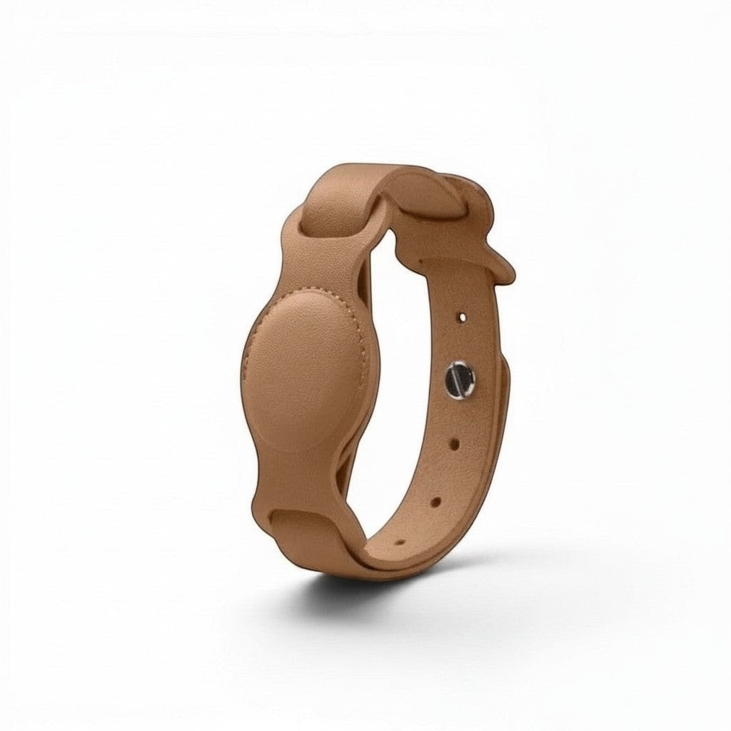 Esprit Chat Collier en cuir marron pour chat, protège-traceur AirTag, design réglable