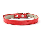 Collier pour chat Esprit Chat en cuir PU rouge avec coutures apparentes et boucle réglable