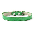 Collier pour chat Esprit Chat en cuir PU vert avec surpiqûres et boucle métallique réglable