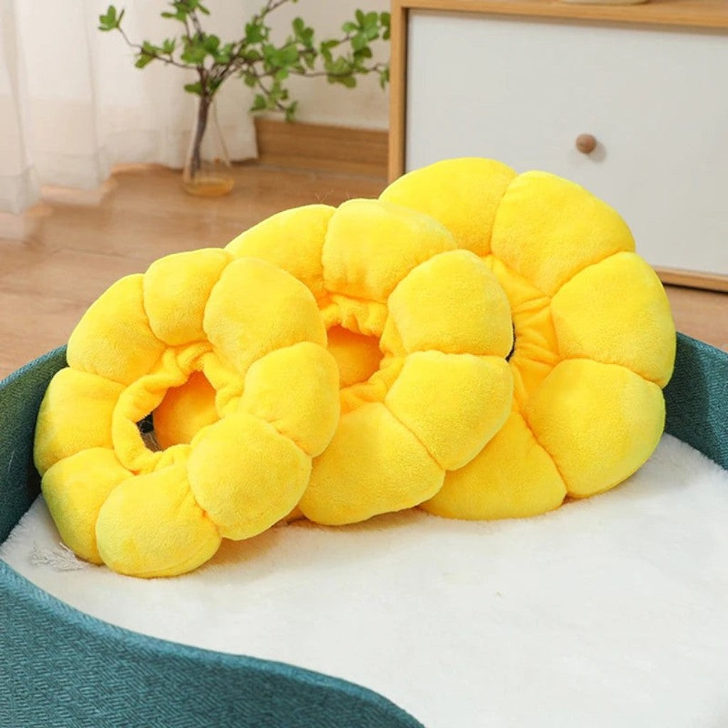 Collier de protection Esprit Chat en forme de tournesol jaune, doux et ajustable pour le confort post-opératoire du chat
