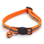 Collier réfléchissant orange Esprit Chat pour chat avec boucle de sécurité en forme de tête de chat et petite clochette