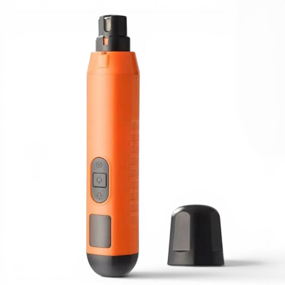 Coupe-griffe électrique Esprit Chat orange avec éclairage LED intégré et embout de protection pour animaux
