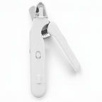 Coupe-griffe silencieux Esprit Chat 2-en-1 blanc avec éclairage LED intégré pour une coupe sécurisée des griffes d'animaux