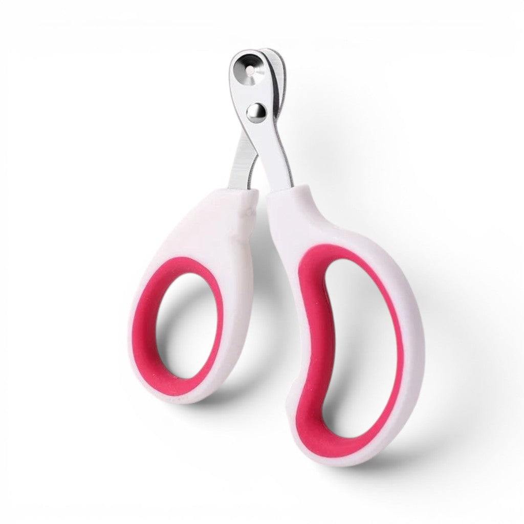 Coupe-griffes Esprit Chat pour chiot en fer avec poignées ergonomiques rose et blanc pour une coupe précise
