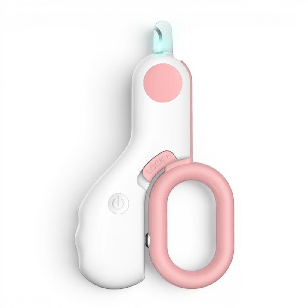 Coupe-griffes Esprit Chat blanc et rose avec éclairage LED intégré pour couper les ongles des chiens et chats