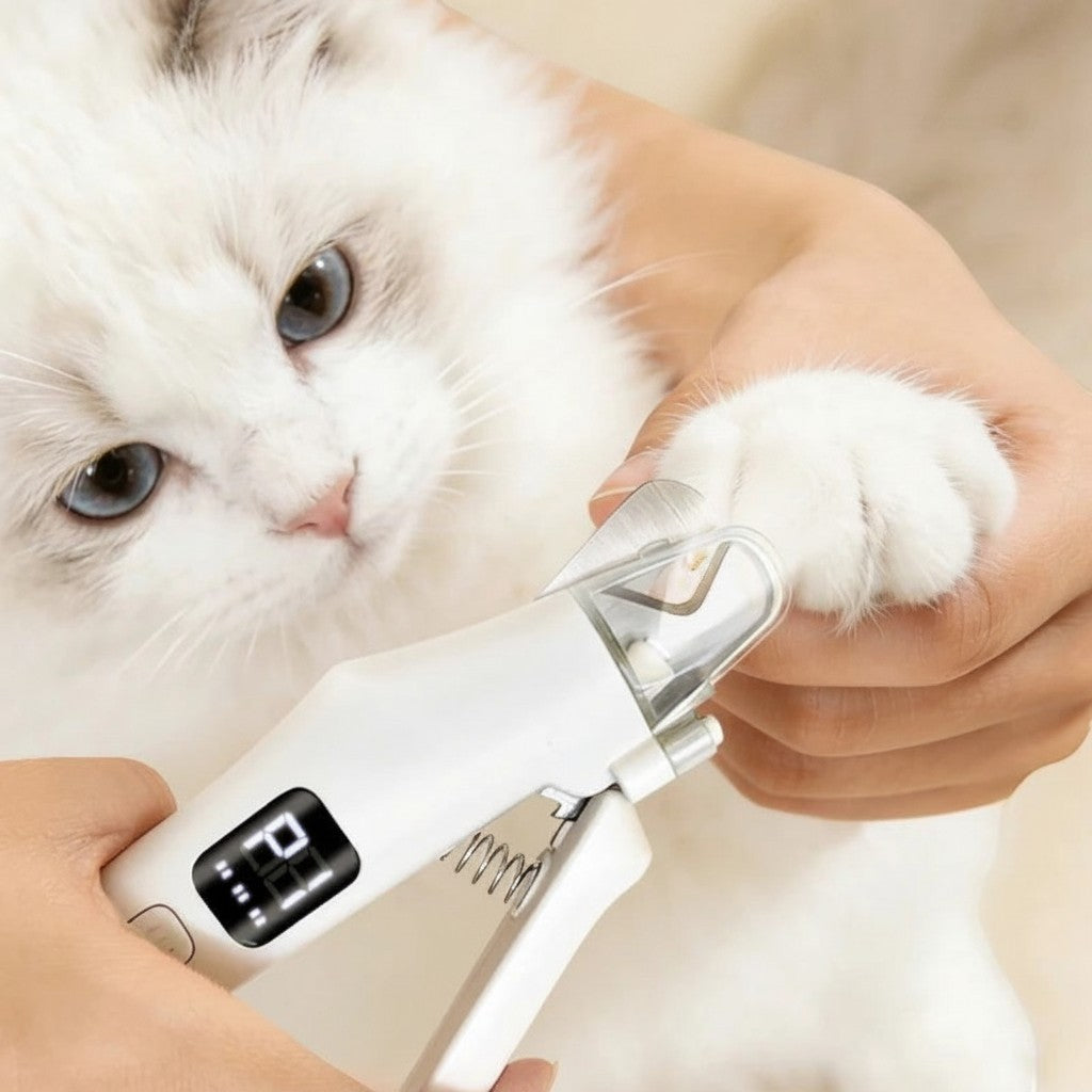 Coupe-ongle électrique Esprit Chat pour animaux avec lumière LED, écran numérique et lames en acier inoxydable