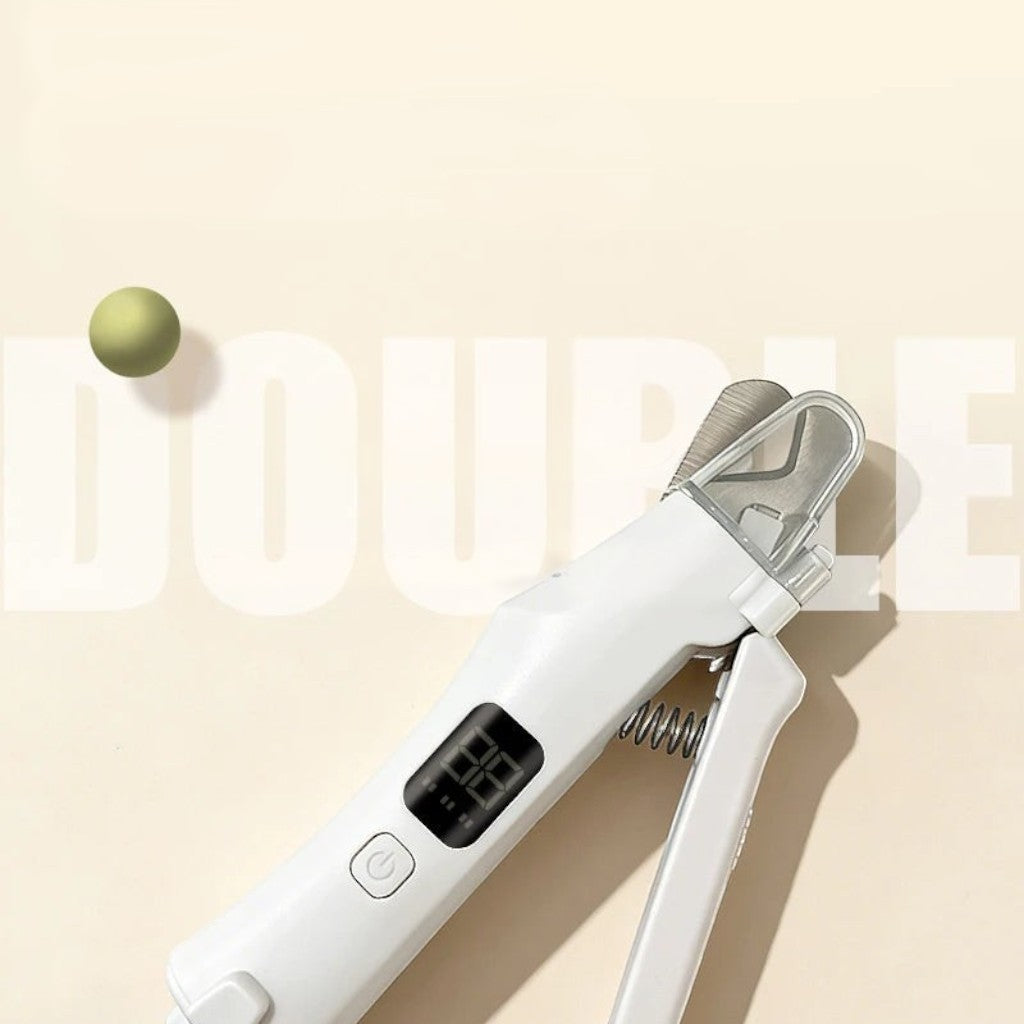 Coupe-ongle électrique Esprit Chat blanc avec écran LED pour chiens et chats, incluant une lime et une lame en acier