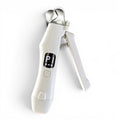 Coupe-ongle électrique Esprit Chat blanc avec écran LED, lumière intégrée et lames en acier inoxydable pour animaux.
