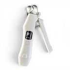 Coupe-ongle électrique Esprit Chat blanc avec écran LED, lumière intégrée et lames en acier inoxydable pour animaux.