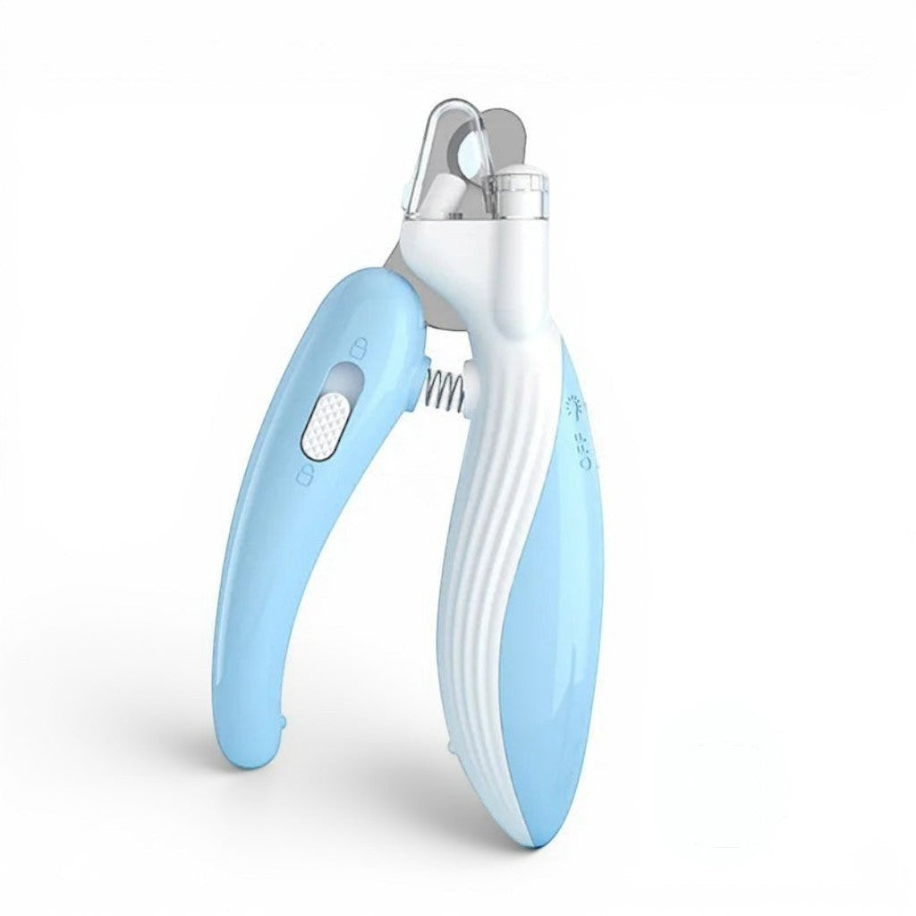 Coupe-ongles Esprit Chat bleu en acier inoxydable avec lumière LED intégrée pour couper les griffes des animaux