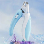 Coupe-ongles Esprit Chat bleu et blanc pour animaux avec lumière LED intégrée en acier inoxydable