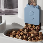 Distributeur automatique Esprit Chat en plastique blanc et bleu avec croquettes pour chat