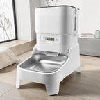Distributeur automatique de croquettes Esprit Chat blanc avec bol en acier inoxydable et écran de programmation LCD