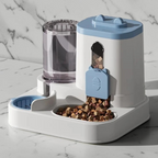 Distributeur automatique Esprit Chat en plastique blanc et bleu avec réservoirs pour croquettes et eau pour animaux