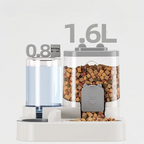 Distributeur automatique Esprit Chat avec réservoir d'eau et de croquettes en plastique blanc pour animaux