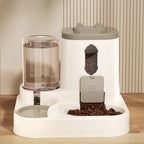 Distributeur automatique de nourriture et eau Esprit Chat en plastique blanc et gris avec réservoirs par gravité