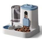 Distributeur automatique Esprit Chat en plastique blanc et bleu avec réservoirs pour croquettes et eau pour animaux