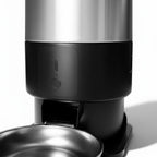 Distributeur automatique de croquettes Esprit Chat cylindrique en acier inoxydable et plastique noir avec bol