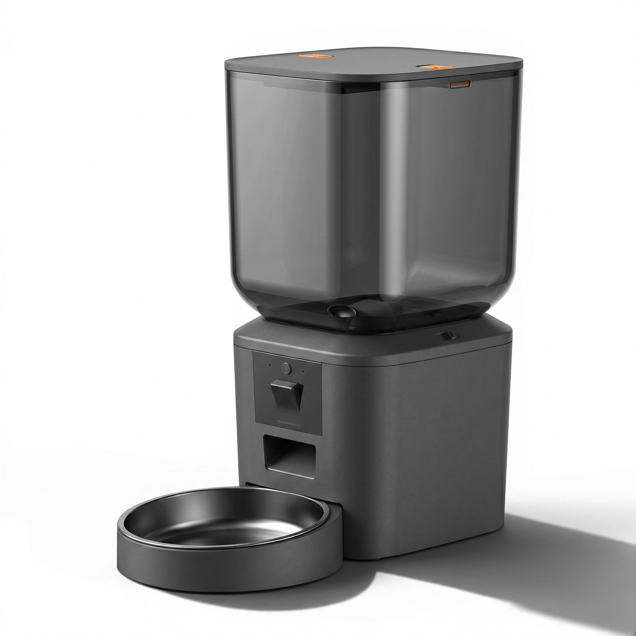 Distributeur automatique de croquettes Esprit Chat 8L noir mat avec bol en acier inoxydable et caméra HD intégrée