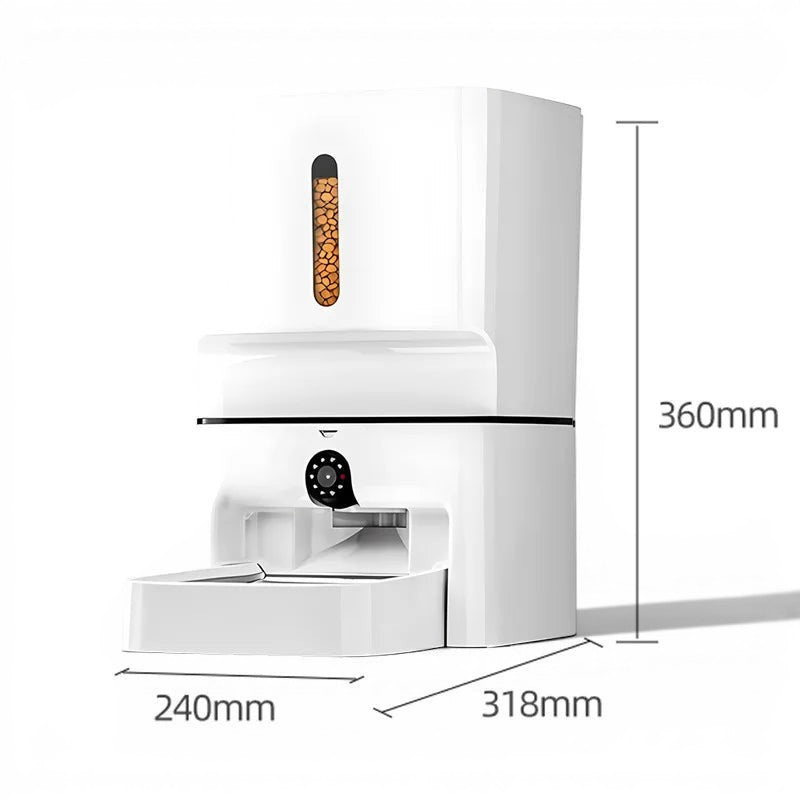Distributeur automatique de croquettes Esprit Chat blanc en plastique avec programmateur pour chat