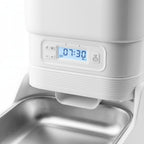 Distributeur automatique de croquettes Esprit Chat blanc avec écran LCD et gamelle en acier inoxydable