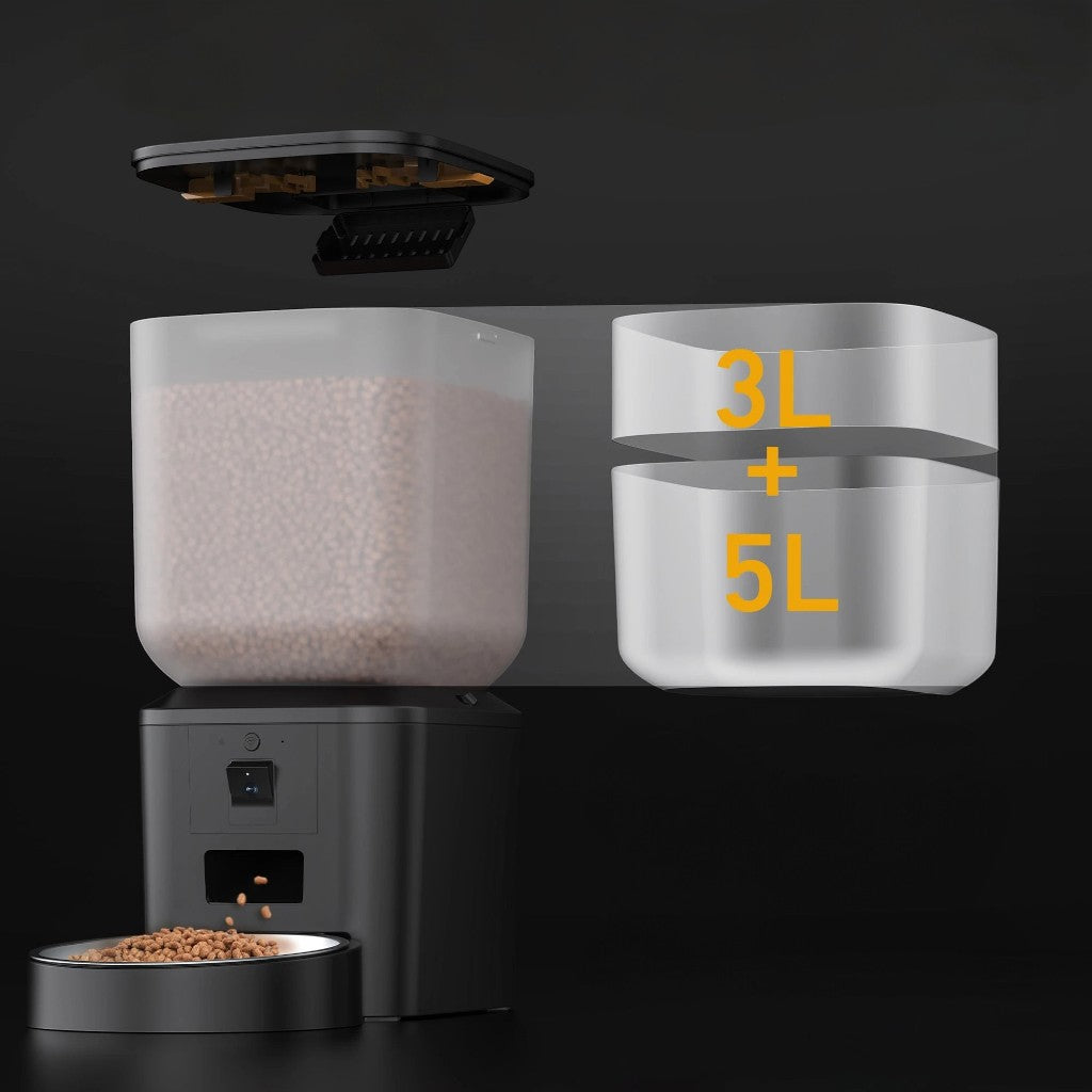 Distributeur automatique de croquettes Esprit Chat 8L avec réservoir modulaire et bol en acier inoxydable