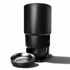 Distributeur automatique de croquettes Esprit Chat noir cylindrique avec bol en acier inoxydable pour chat