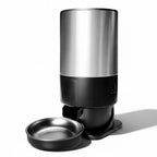 Distributeur automatique de croquettes Esprit Chat cylindrique en acier inoxydable avec bol amovible
