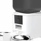 Distributeur automatique de croquettes Esprit Chat avec deux gamelles en acier inoxydable et caméra intégrée