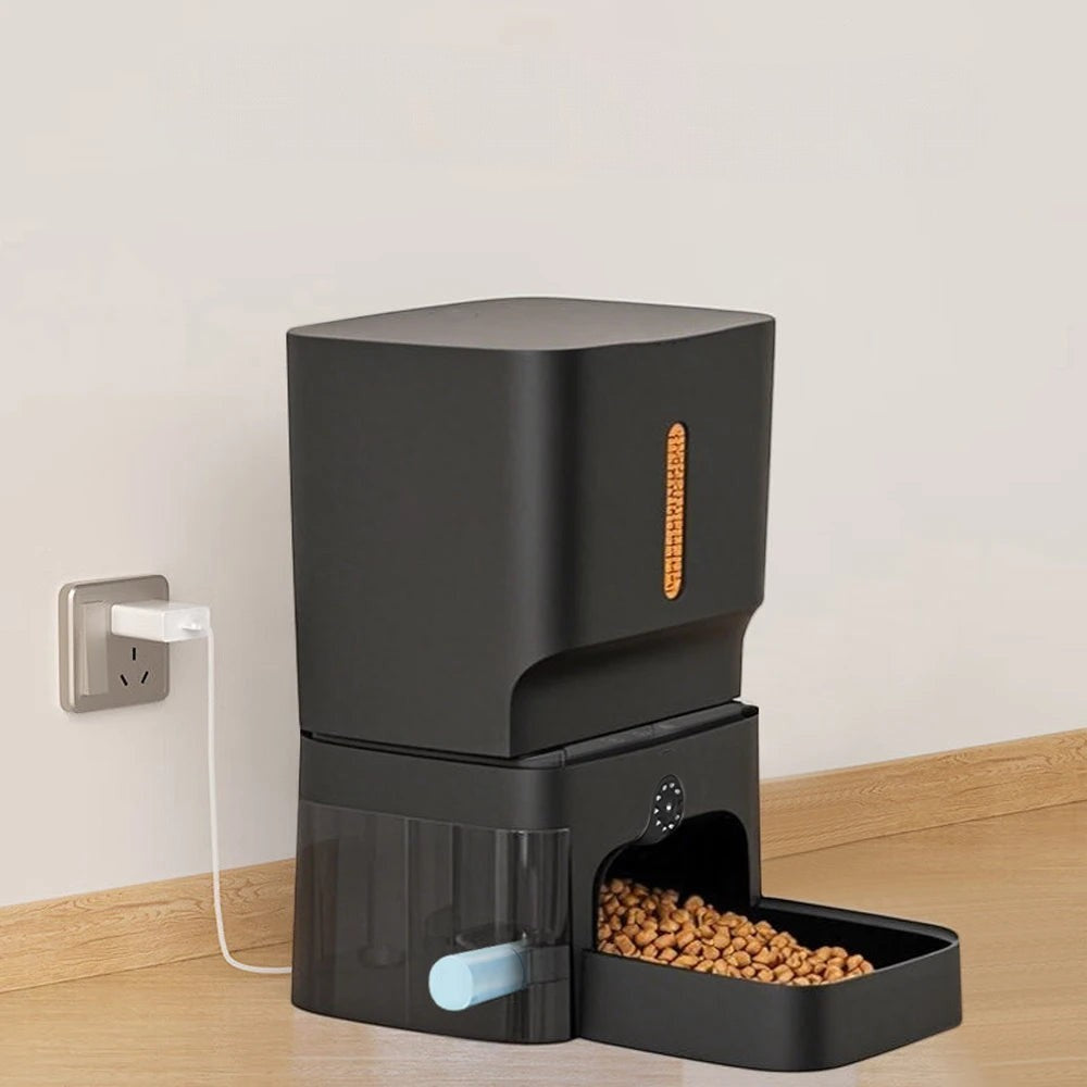 Distributeur automatique de croquettes Esprit Chat noir en plastique avec programmateur pour chat