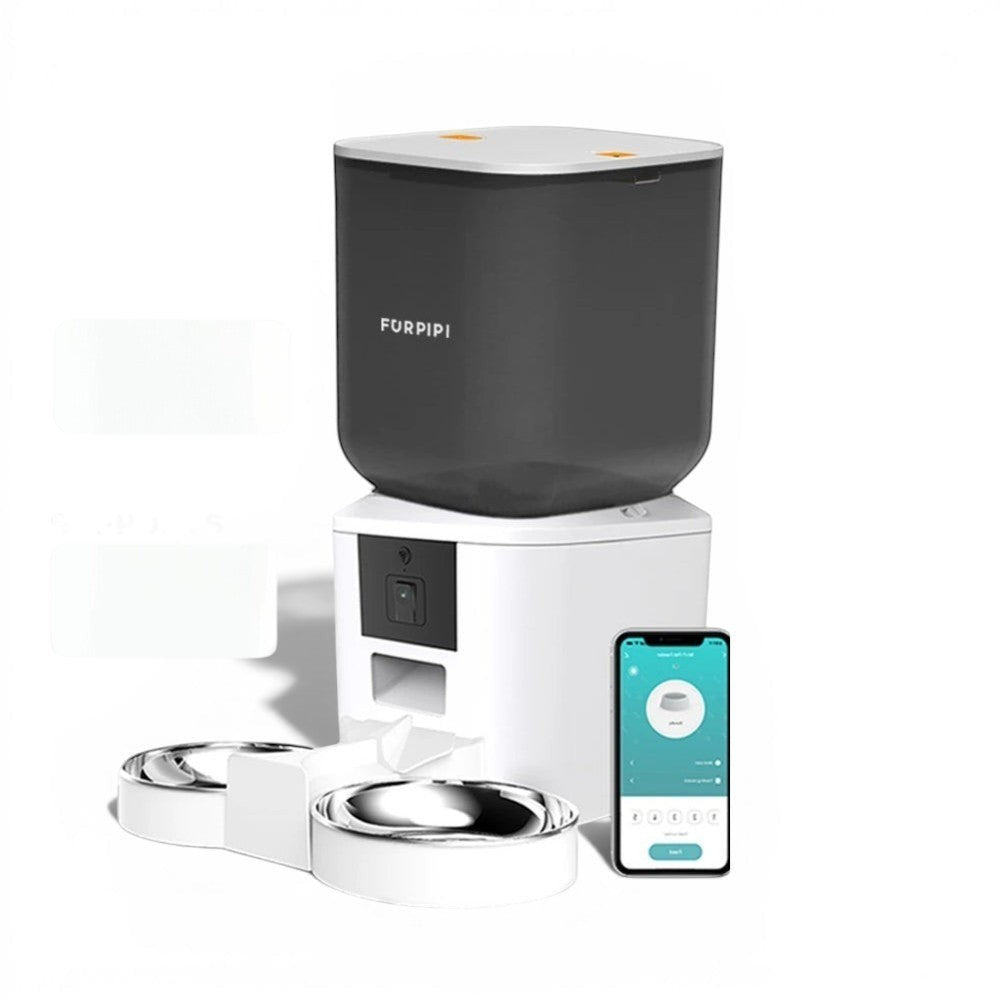 Distributeur automatique de croquettes Esprit Chat Furpipi avec deux gamelles en inox et contrôle via application mobile